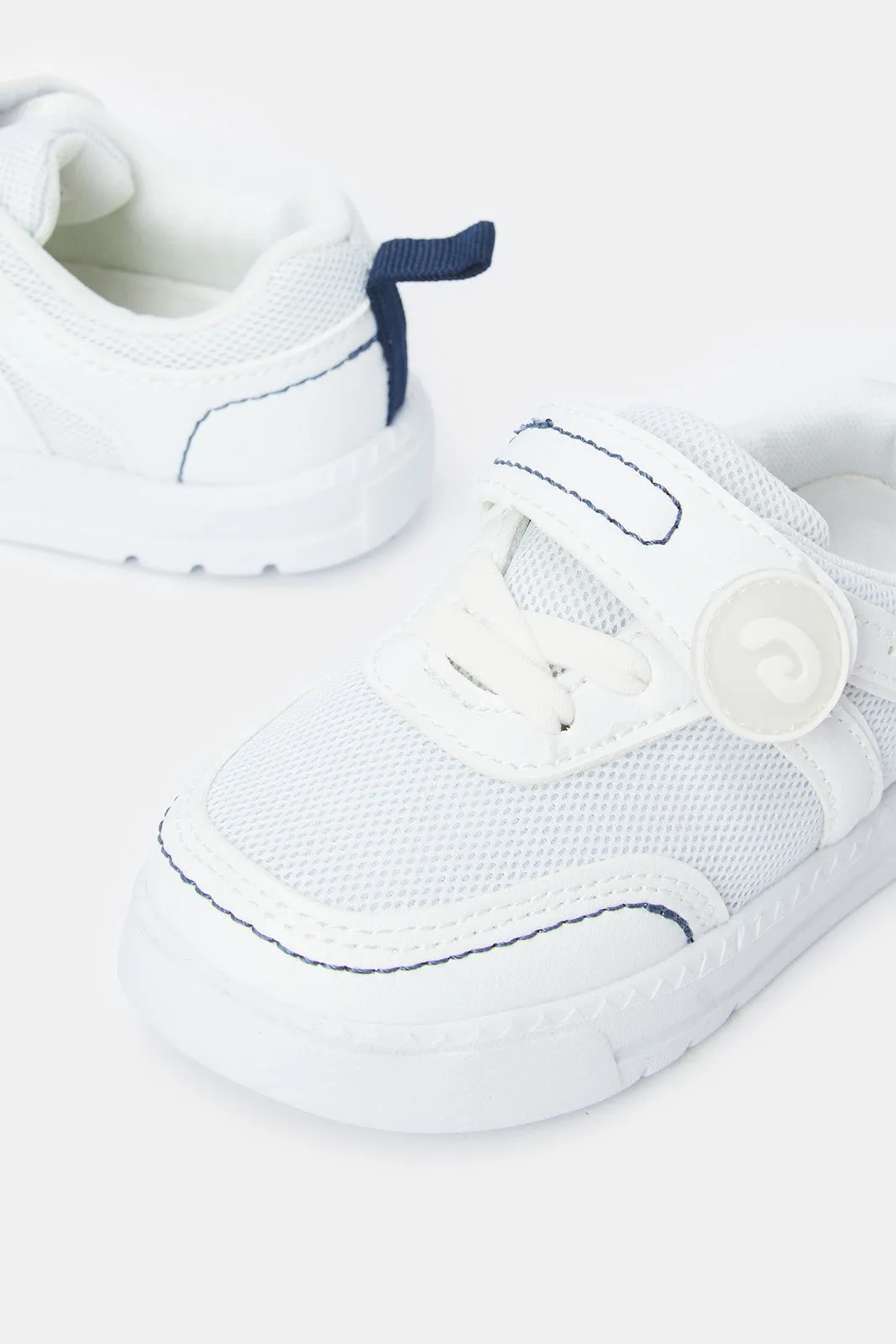 Boys White Velcro Sneakers