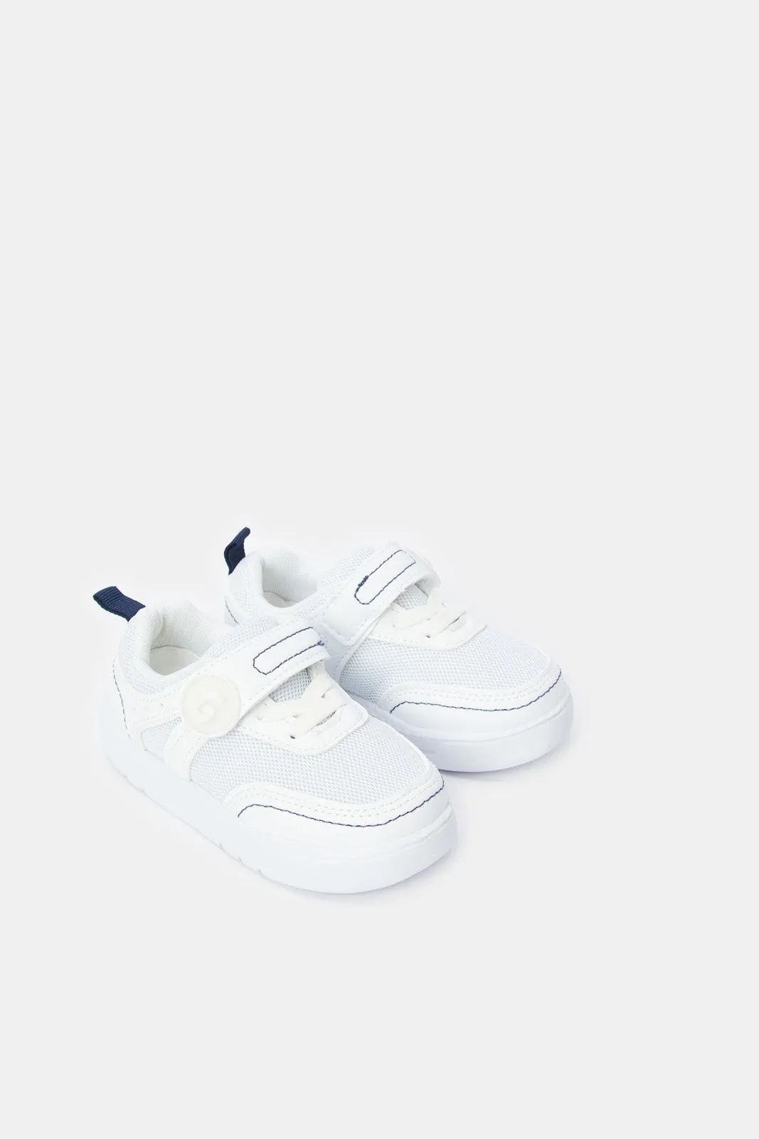 Boys White Velcro Sneakers