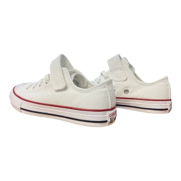 Converse scarpa sneakers da ragazzi con elastico e velcro Chuck Taylor All Star 372882C bianco