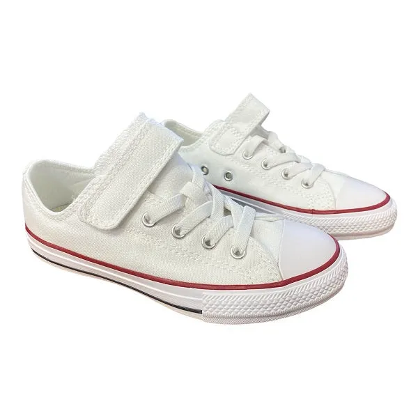 Converse scarpa sneakers da ragazzi con elastico e velcro Chuck Taylor All Star 372882C bianco