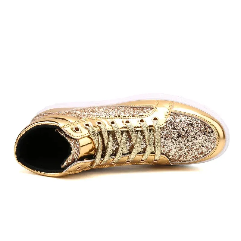 Funki Buys | Boots | Men's Women's Bling Lace Up Sneakers