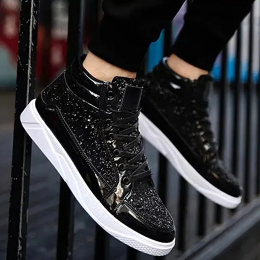 Funki Buys | Boots | Men's Women's Bling Lace Up Sneakers