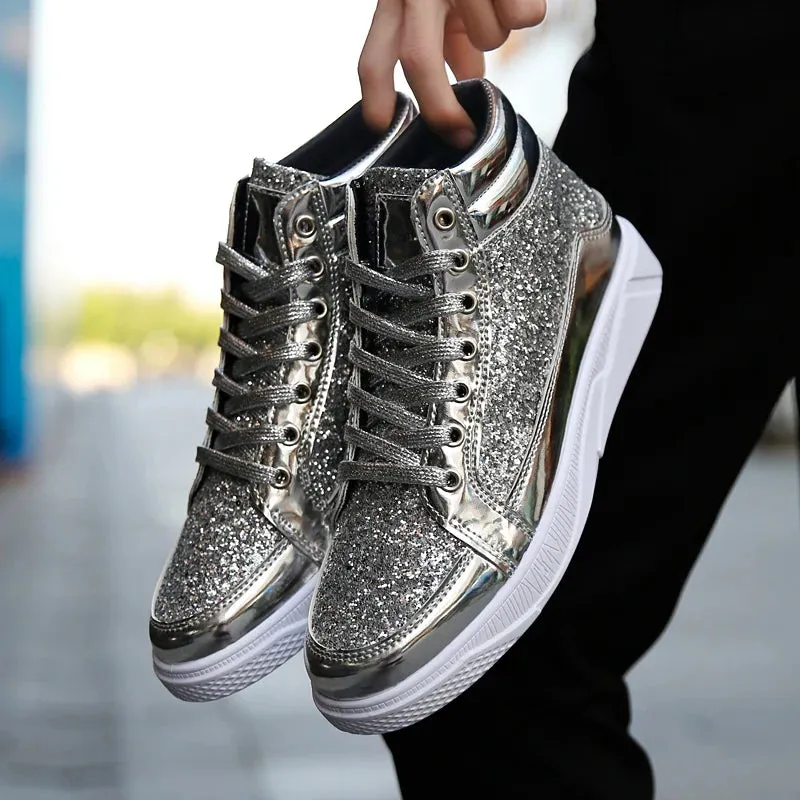 Funki Buys | Boots | Men's Women's Bling Lace Up Sneakers