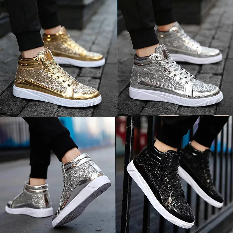 Funki Buys | Boots | Men's Women's Bling Lace Up Sneakers