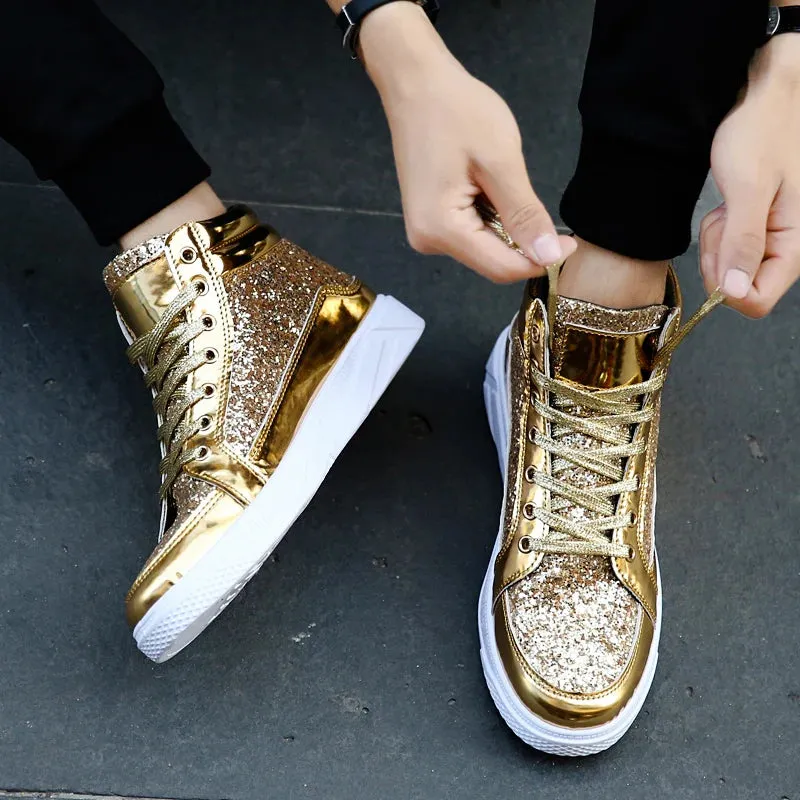 Funki Buys | Boots | Men's Women's Bling Lace Up Sneakers