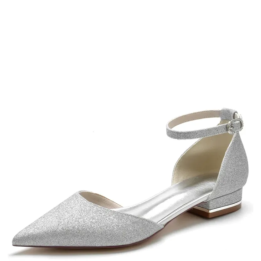 Funki Buys | Shoes | Women's Glitter Wedding Flats | Pointy Toe