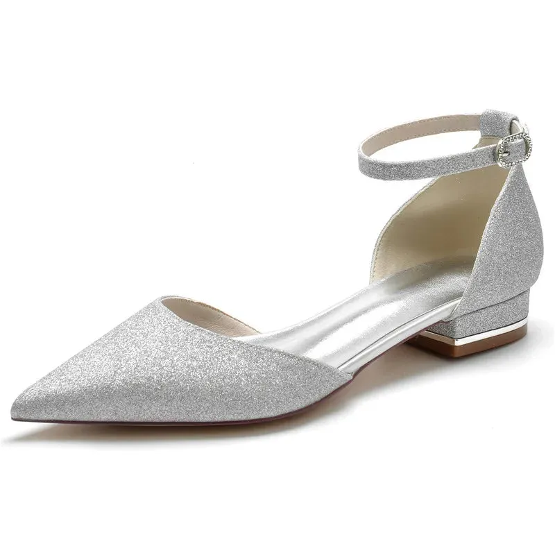 Funki Buys | Shoes | Women's Glitter Wedding Flats | Pointy Toe