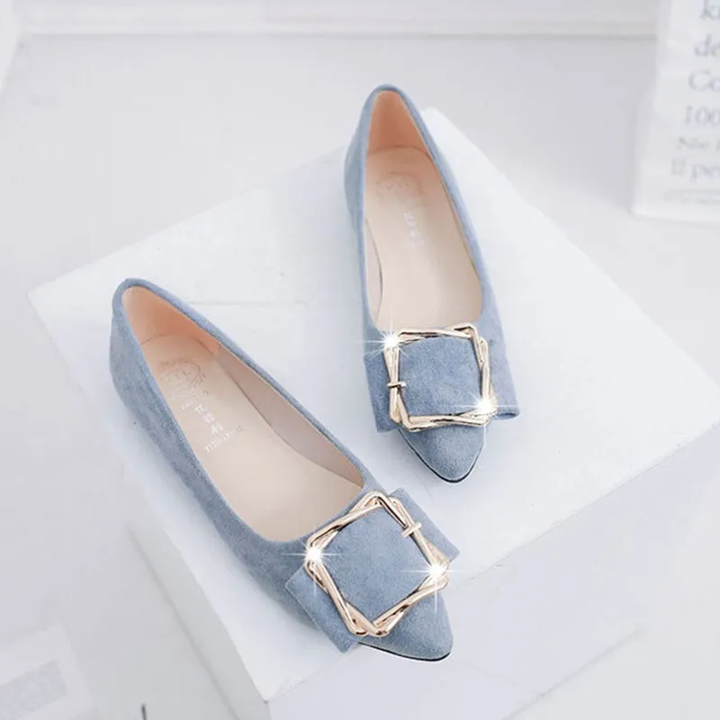 Hnzxzm Fashion Flats for Women Single Shoes Pointed toe Elegant Office Lady Shoes Soft Brand Women Flats Blue Pink Black A4542