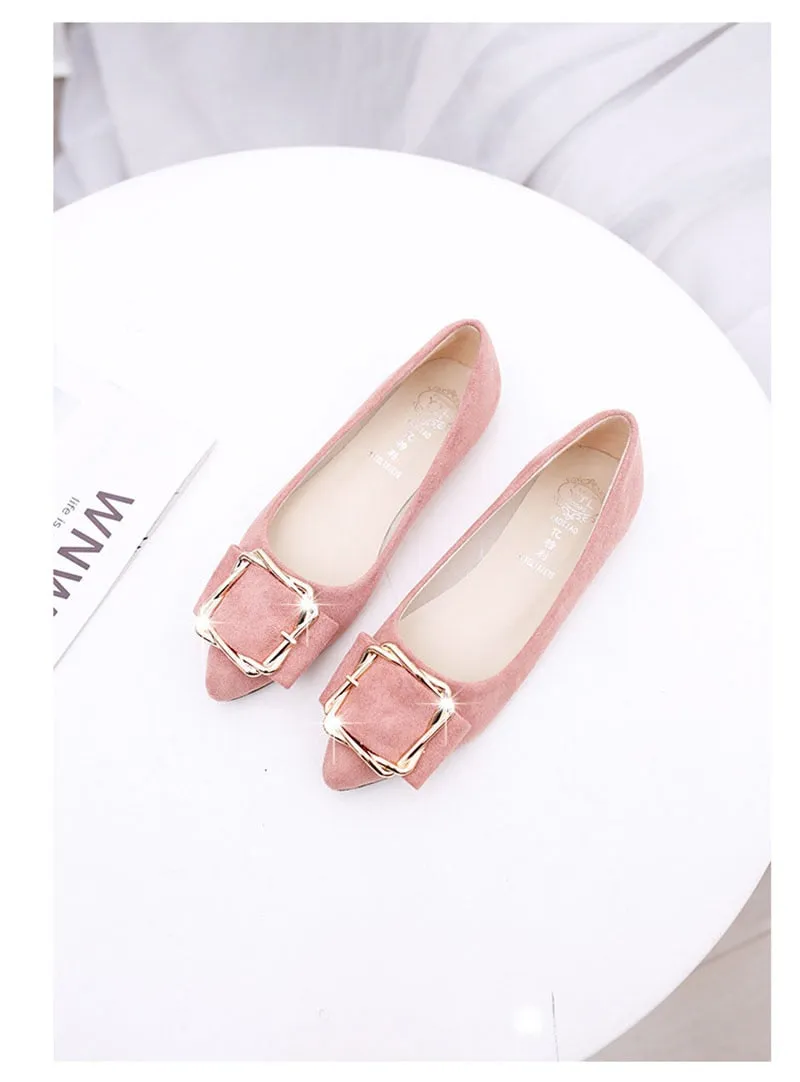 Hnzxzm Fashion Flats for Women Single Shoes Pointed toe Elegant Office Lady Shoes Soft Brand Women Flats Blue Pink Black A4542