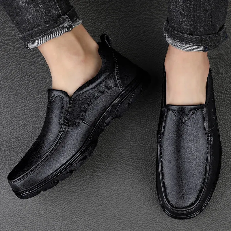 Hnzxzm Handmade Men Shoes Genuine Leather Casual Shoes For Men Flat Platform Walking Shoes Loafers Breathable Business Formal Shoes