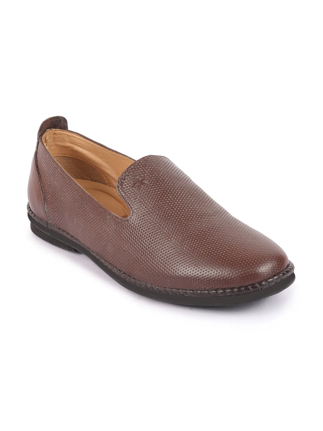 Men Brown Cap Toe Formal/Office Leather Prom Slip On Shoes