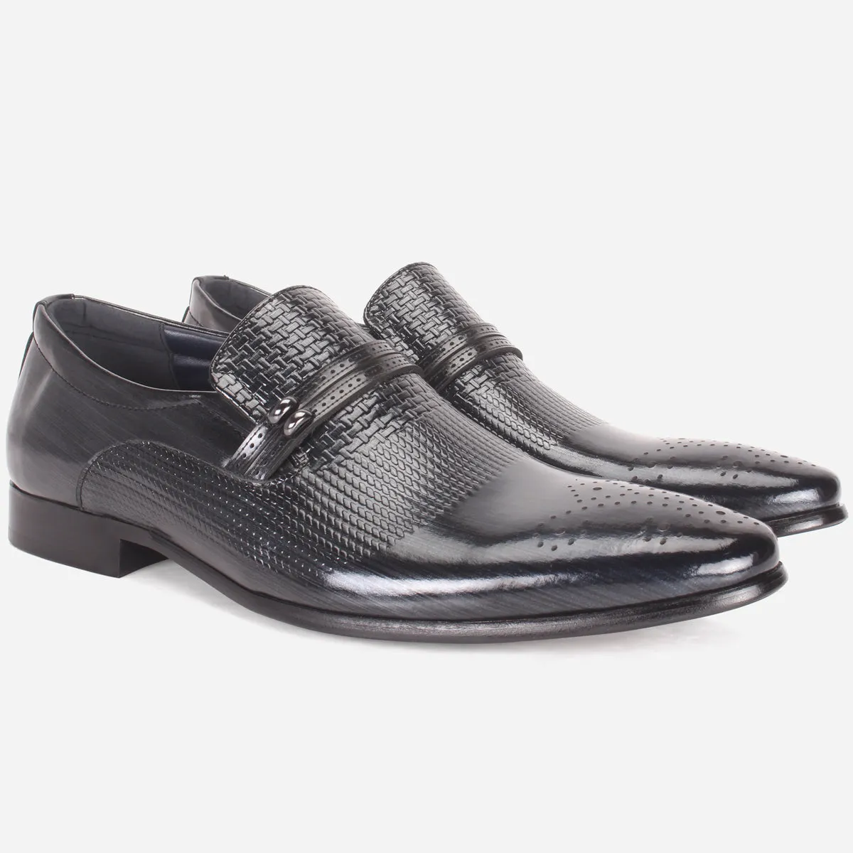 Mens "MILANO" Leather Dress Formal Slide In Shoes