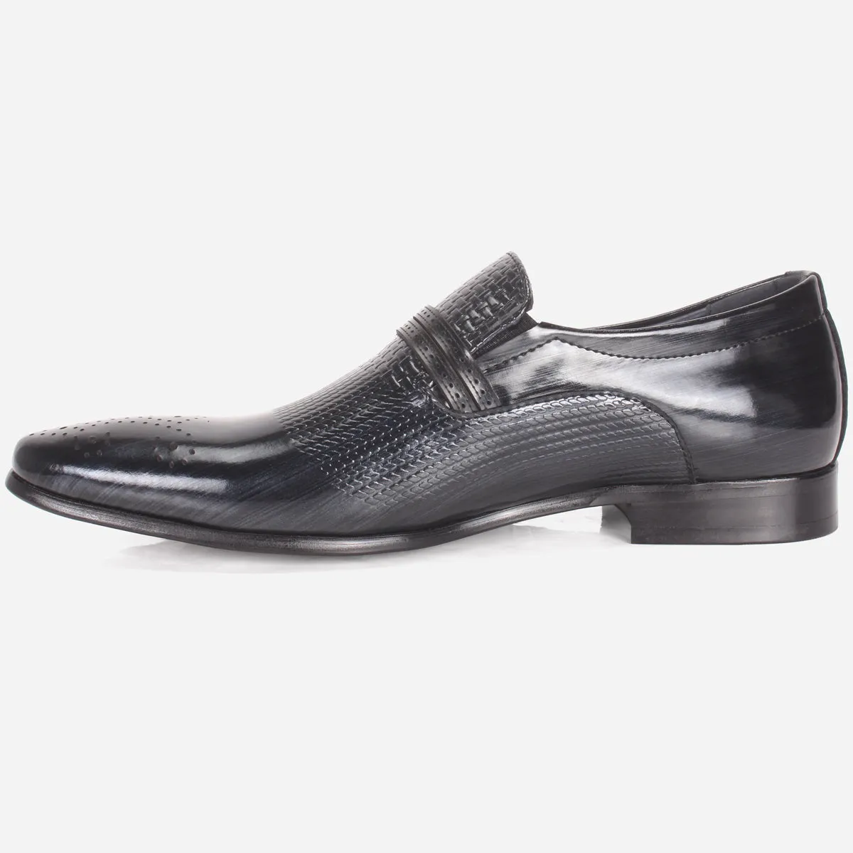 Mens "MILANO" Leather Dress Formal Slide In Shoes