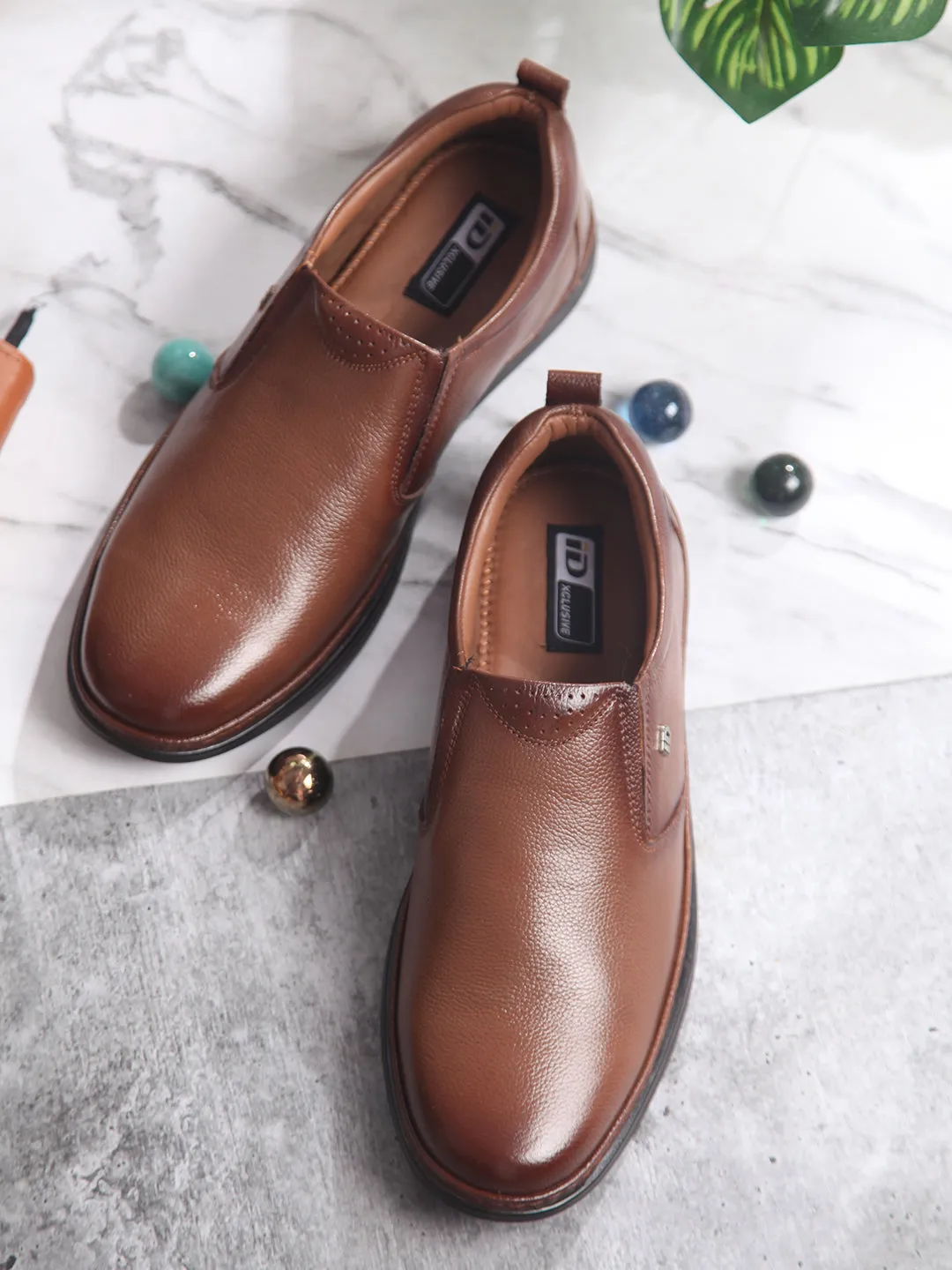 Men's Tan Round Toe Slip On Semi Formal (ID2225)