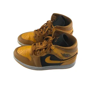 Nike Air Jordan trainers shoe size UK 4.5 yellow high tops sturdy with laces