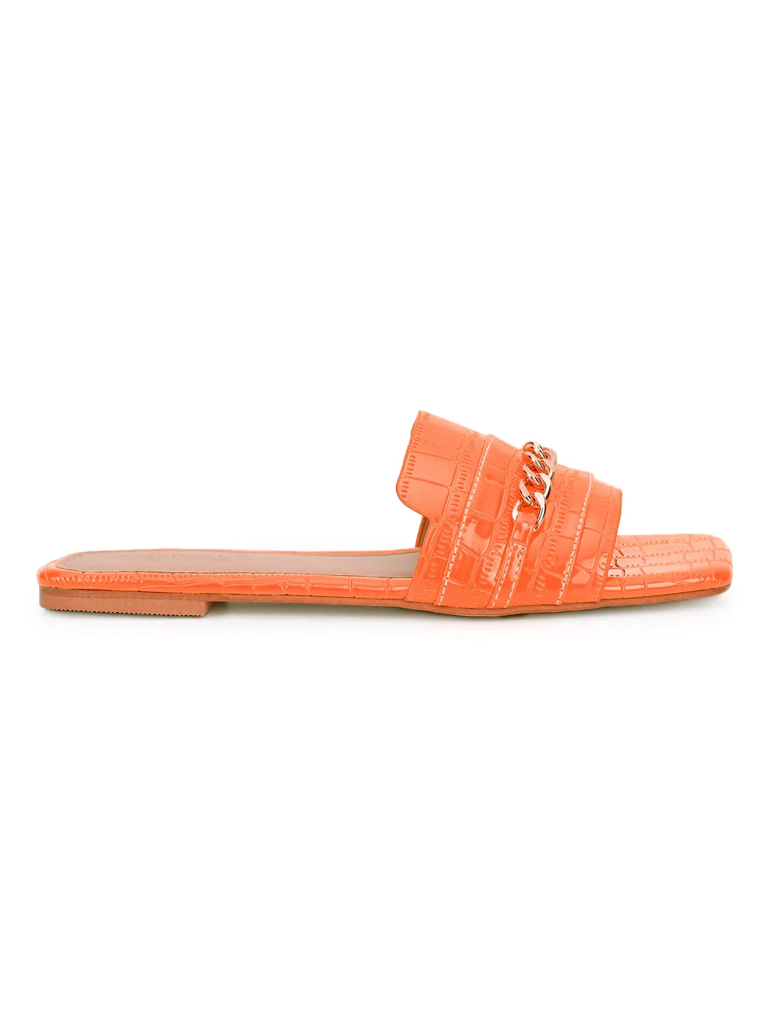 Orange Croc Patent Slip-On Flats (TC-ST-003-ORA)