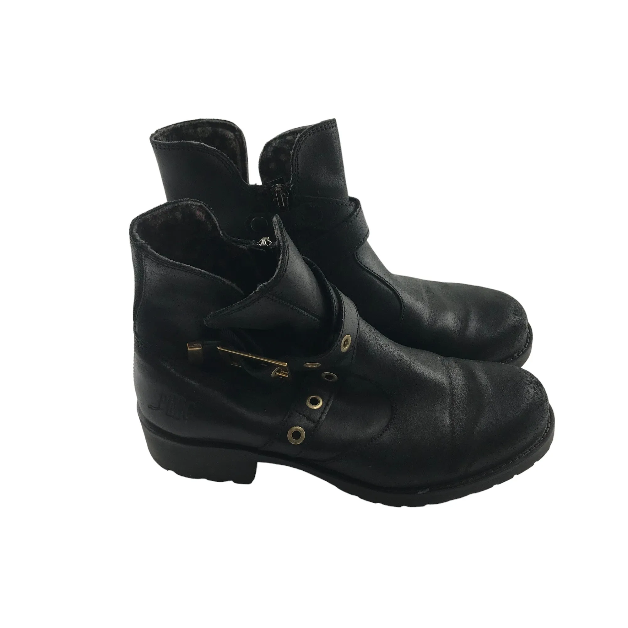 Primigi boots shoe size 5 black leather ankle boots with buckle details