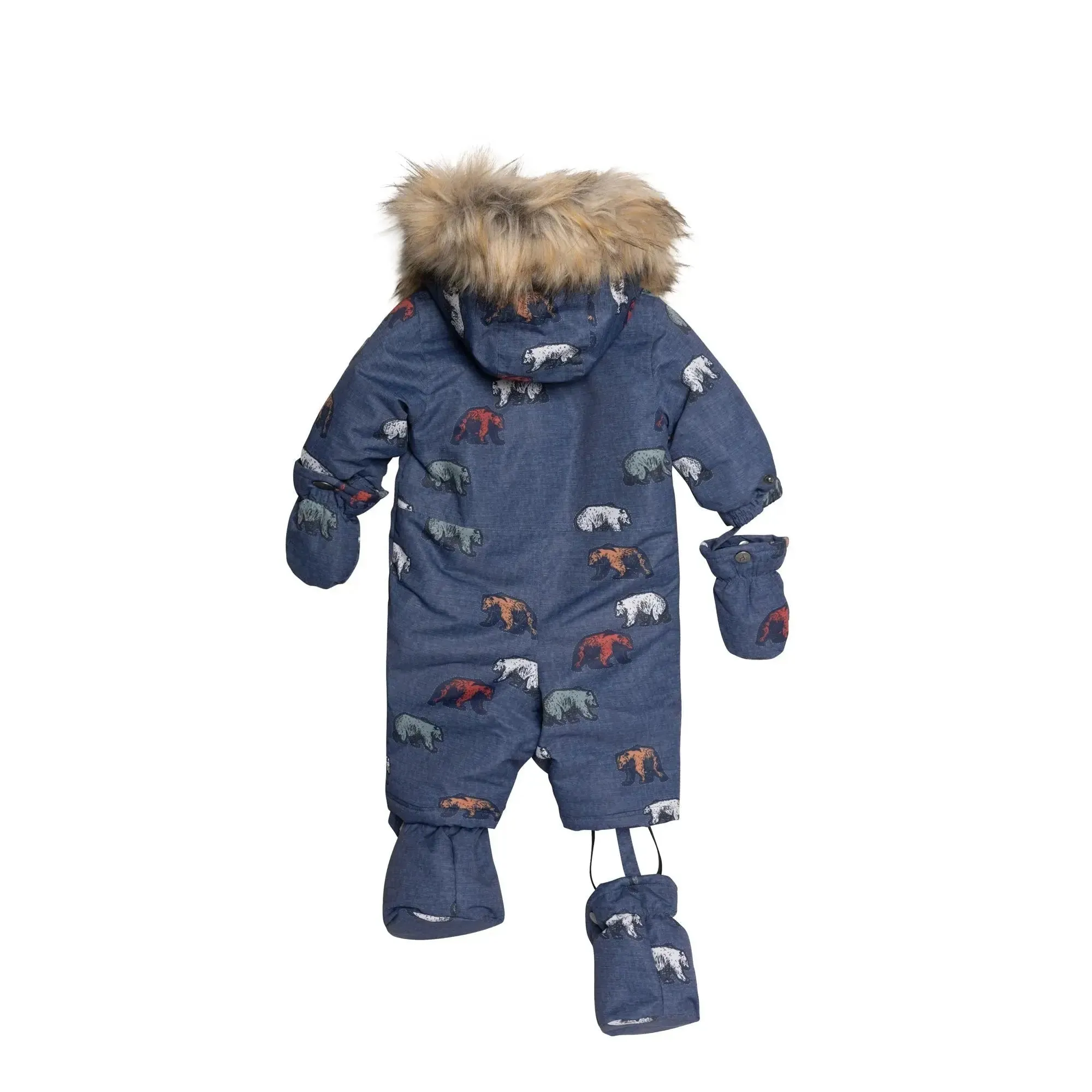 Printed Grizzlys One Piece Baby Snowsuit Navy | DEUX PAR DEUX