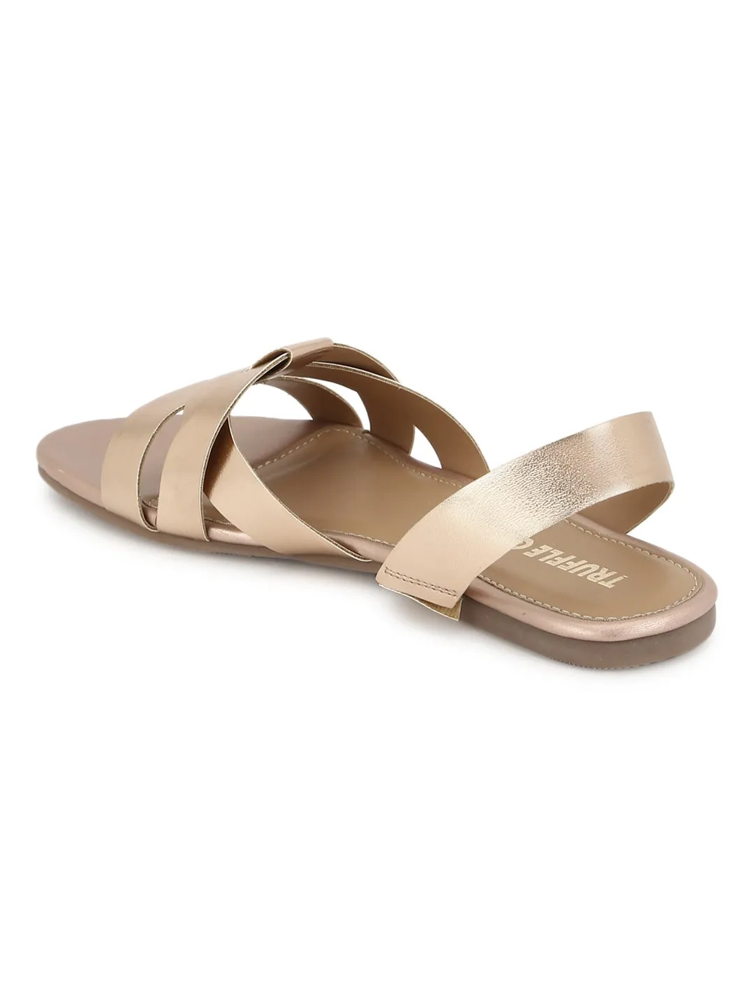 Rosegold PU Back Strap Flat Sandals