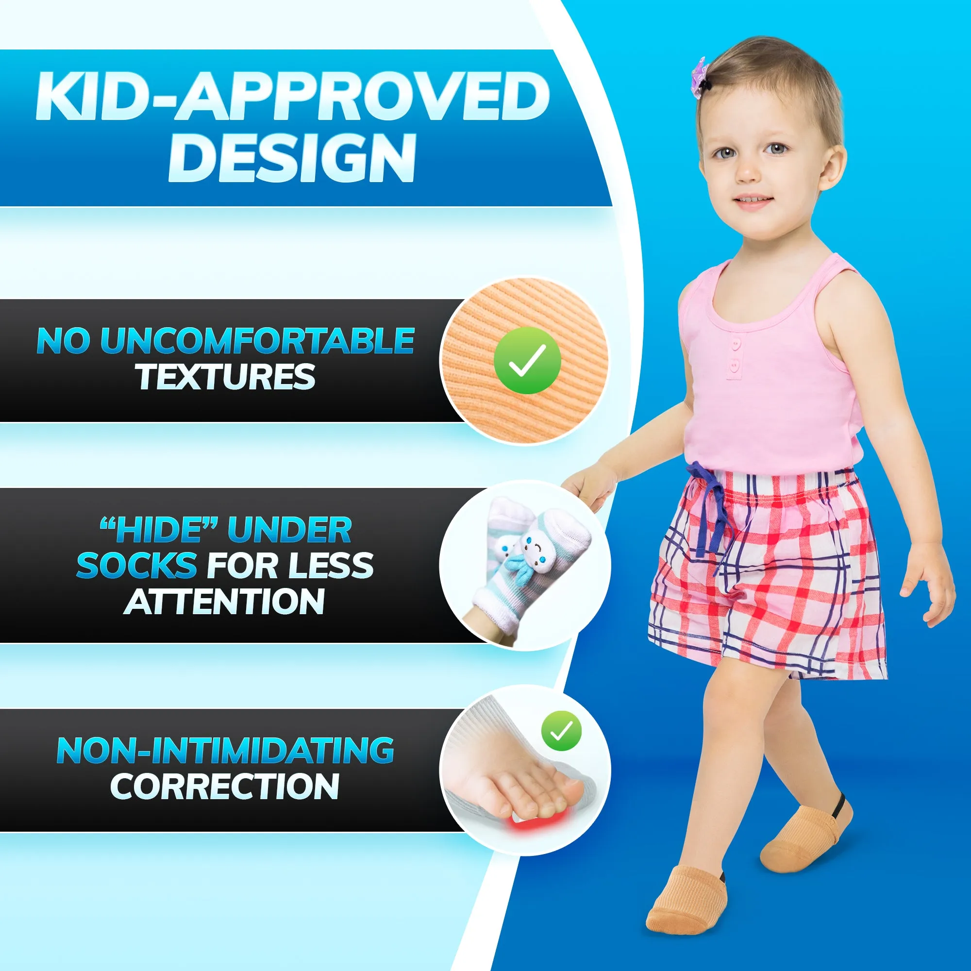 Toe Walking Socks | Pediatric Kids Foot Brace for Comfortable Tip Toe Walking Prevention and Correction for Children and Toddlers