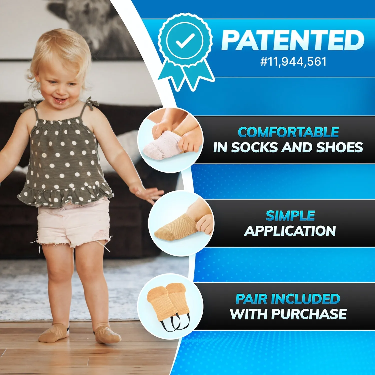 Toe Walking Socks | Pediatric Kids Foot Brace for Comfortable Tip Toe Walking Prevention and Correction for Children and Toddlers