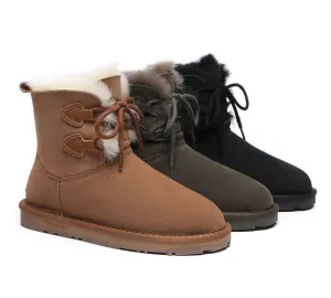 UGG Boots Women Double Faced Sheepskin Wool Lace-Up Short Boots Stark