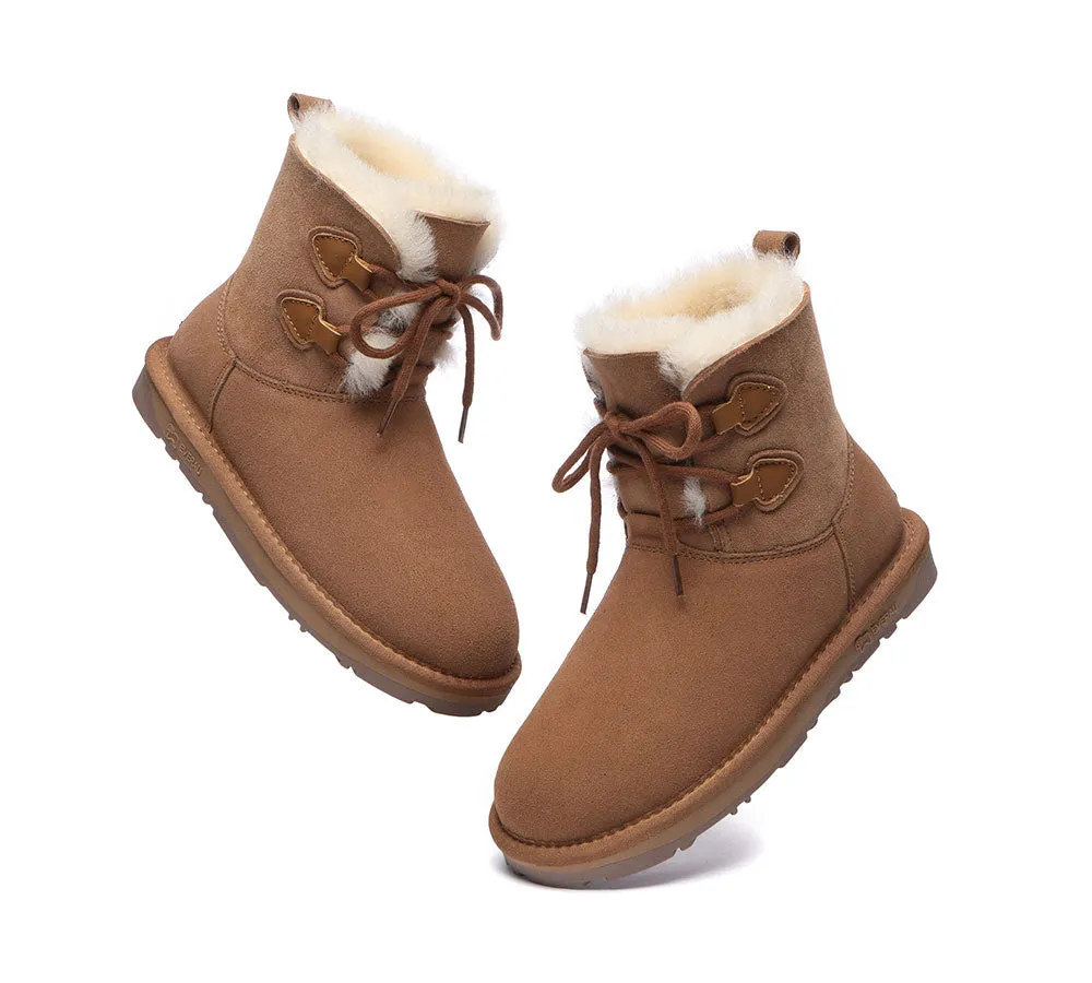 UGG Boots Women Double Faced Sheepskin Wool Lace-Up Short Boots Stark