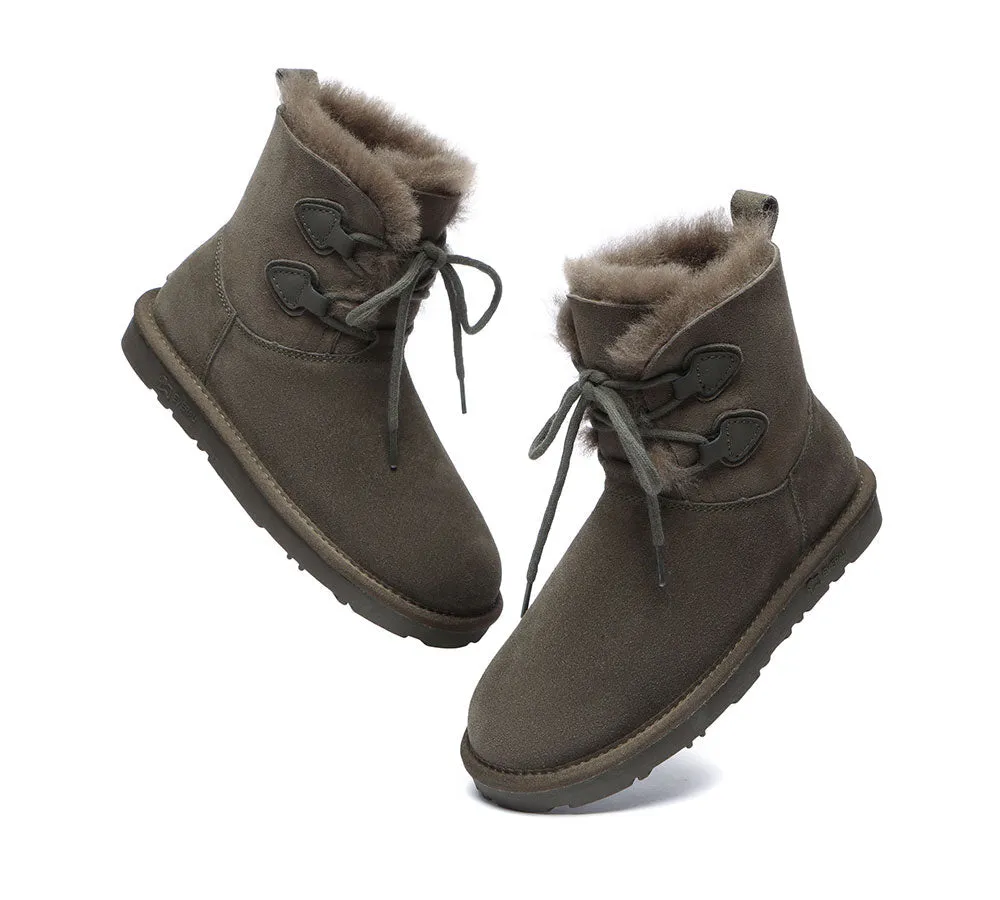 UGG Boots Women Double Faced Sheepskin Wool Lace-Up Short Boots Stark