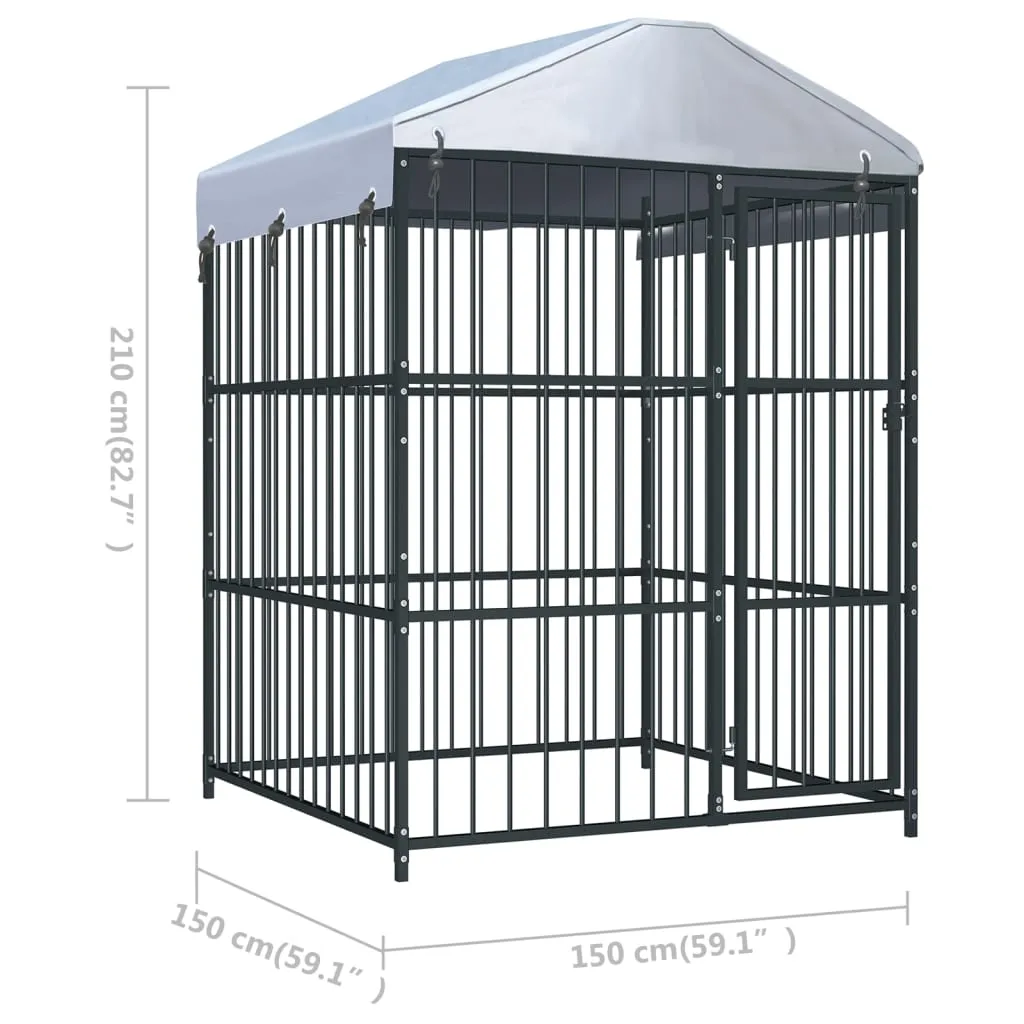 vidaXL Outdoor Dog Kennel with Roof 150x150x210 cm